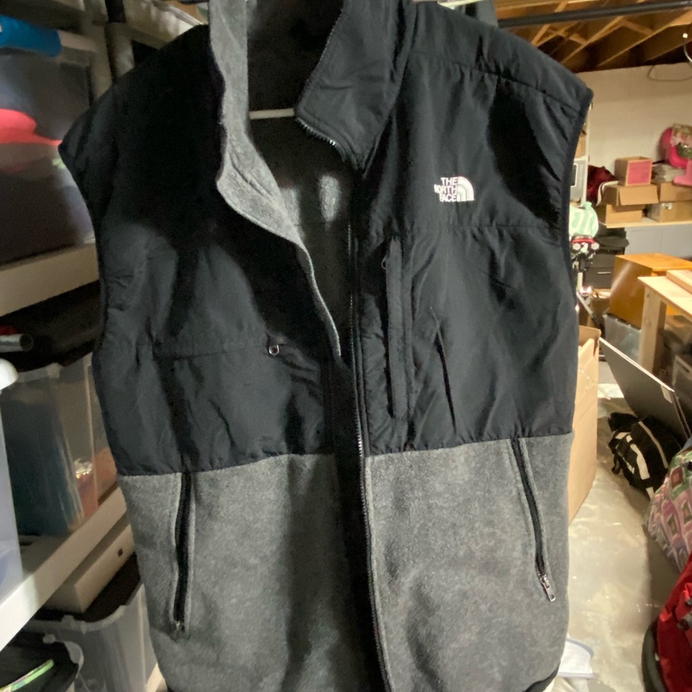 The North Face grey and black fleece vest